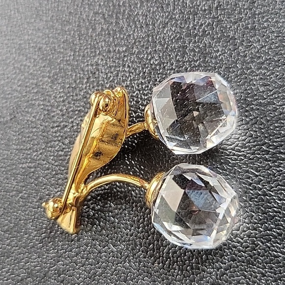 Swarovski Signed Vintage Crystal Double Cherry Brooch Pin Gold Plated - Picture 3 of 7